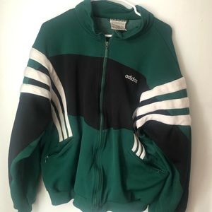 Vintage green unisex Adidas zip-up jacket